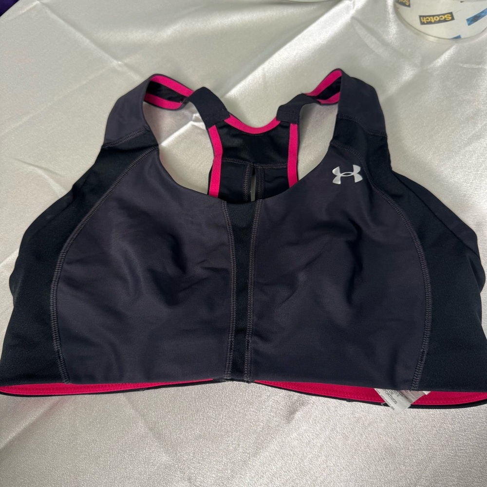 Under Armour Black and Pink High-Impact Sports Bra